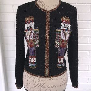 Vintage Lawrence Kazar Nutcracker beaded silk top